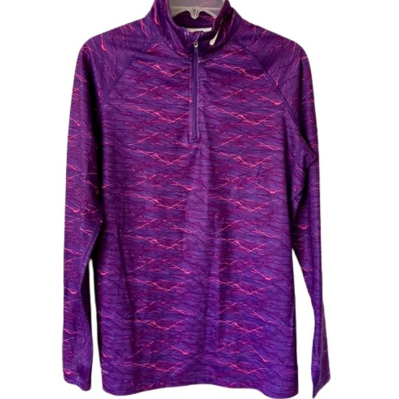 Nike Pro Combat Therma-Fit 1/2 Zip Fitted Top Purple/Pink - L - Picture 1 of 14